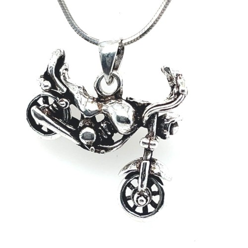 Przejdź do produktu Srebrny Wisiorek Motocykl Chopper Ruchome Koła Srebro 925 Oksydowane