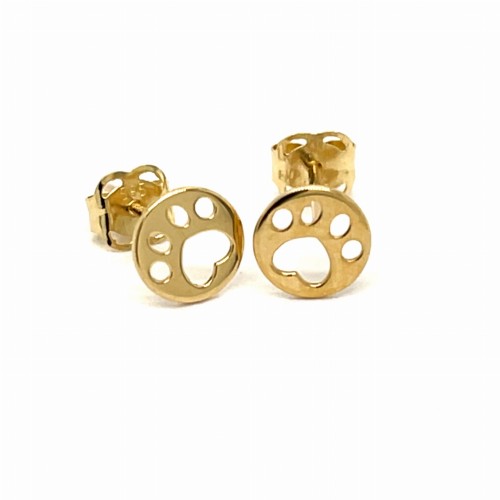 Przejdź do produktu Złote Kolczyki Sztyfty Grawer Łapki Okrągłe Próba 585