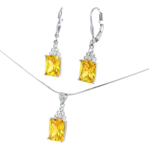 Przejdź do produktu Srebrny Komplet 925 Żółte Cyrkonie Crystal Glow Bigiel Zamknięty