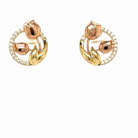 ręcznie robiona biżuteria look, artystyczne kolczyki, złote wkrętki kwiaty, biżuteria z pasją, ekskluzywne dodatki.