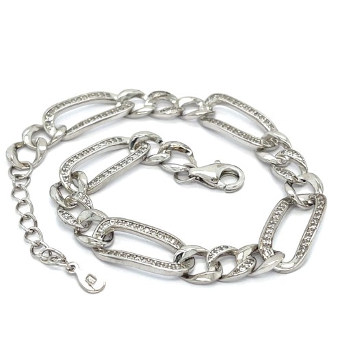 Przejdź do produktu Srebrna Bransoletka Rytmiczne Ogniwa Z Cyrkoniami Próba 925