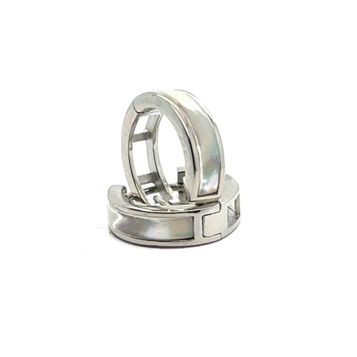 Przejdź do produktu Kolczyki kółka z masą perłową, srebro 925