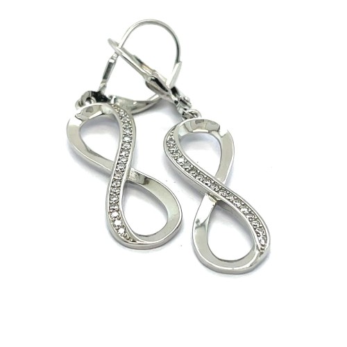 Przejdź do produktu Srebrne Kolczyki Wiszące Nieskończoność Cyrkonie Bigiel Zamknięty Pr. 925