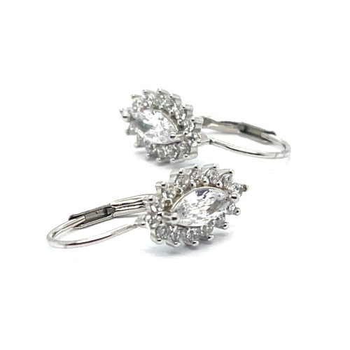 Przejdź do produktu Srebrne Kolczyki Pr. 925  Elipsy z Białymi Cyrkoniami, Angielskie Zapięcie