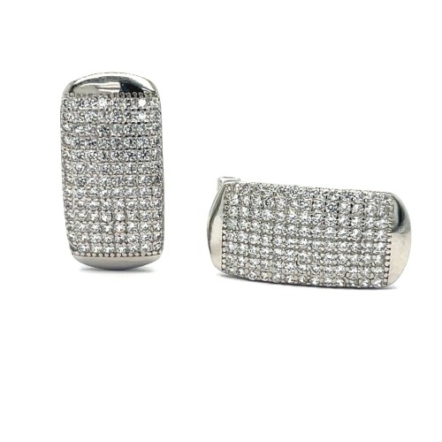 Przejdź do produktu Srebrne Kolczyki Prostokąty Z Cyrkoniami Zapięcie Omega Srebro 925