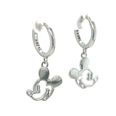 minimalistyczne kolczyki kółka myszka mickey, sklep online z biżuterią premium, kolczyki z motywem bajkowym, biżuteria z symbolem myszki, srebrne kolczyki próba 925