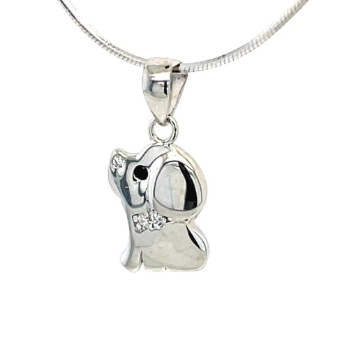 Przejdź do produktu Srebrna Zawieszka Piesek Szczeniak Cyrkonie Minimalistyczna Pr. 925