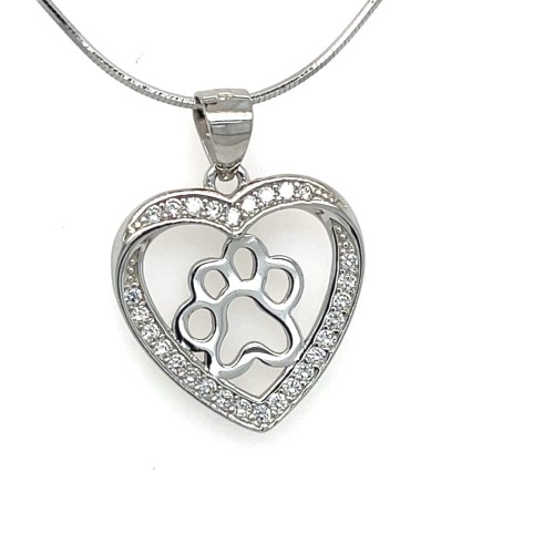 Przejdź do produktu Srebrna Zawieszka Serce Ażurowe Z Łapką Cyrkonie Pr. 925