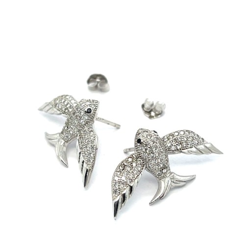 Przejdź do produktu Kolczyki srebrne Jaskółki z kamieniami