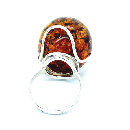 pierścionek z bursztynem cena, gdzie kupić pierścionek regulowany, biżuteria rzemieślnicza z bursztynem, srebrny pierścionek 20x23 mm, bursztyn koniak biżuteria