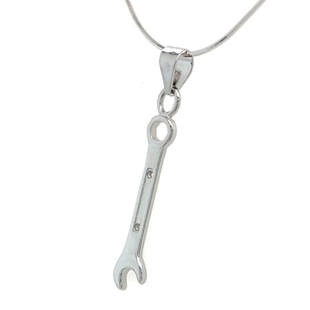 srebro rodowane 925 zawieszka warsztatowa, biżuteria techniczna unisex, zawieszka klucz płaski cena, biżuteria odporna na ciemnienie, srebrny klucz 13 do łańcuszka, biżuteria rzemieślnicza srebro