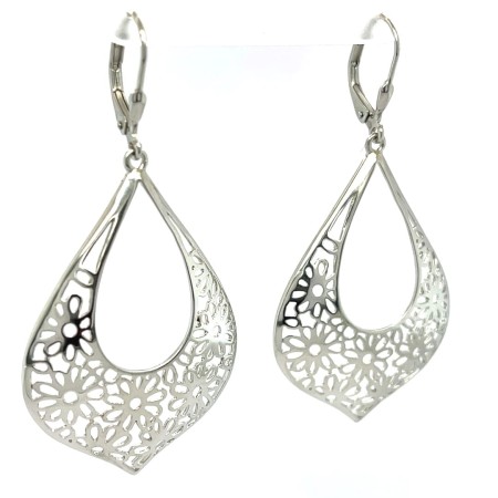 prezent dla niej kolczyki ażurowe, biżuteria boho glamour kolczyki, duże kolczyki wiszące kwiaty, srebrne kolczyki złocone łezki, nowoczesna biżuteria srebrna 2026, kolczyki ażurowe rodowane