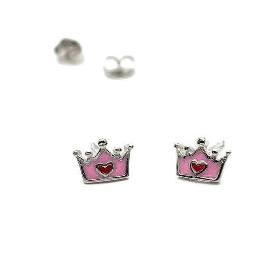 Przejdź do produktu Dziecięce Kolczyki Sztyfty Srebro 925  Korona Z Serduszkiem