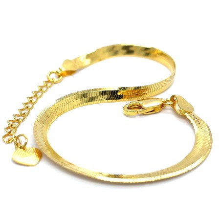 bransoletka żmijka pozłacana, bransoletka snake srebro 925, biżuteria złocona 4mm, srebrna bransoletka złocona