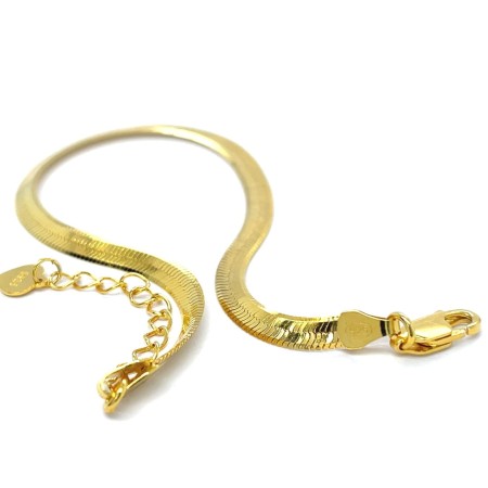 bransoletka żmijka 4mm, szeroka żmijka złota, biżuteria typu snake, lśniąca bransoletka żmijka, bransoletka z przedłużką, regulowana bransoletka srebrna, długość 17cm 20cm, bransoletka z regulacją