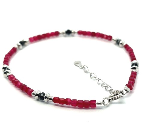 Przejdź do produktu Srebrna Bransoletka Z Naturalnym Czerwonym Turmalinem  Próba 925