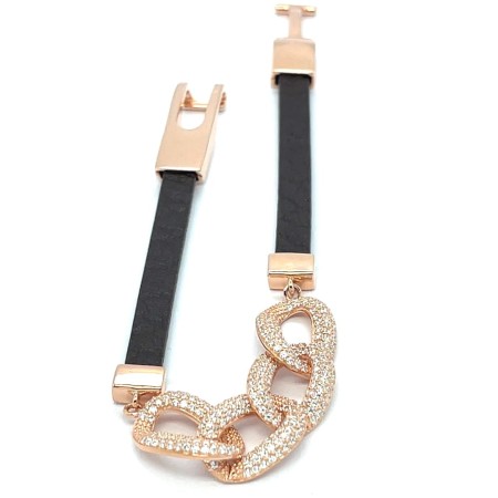 bransoletka wieczorowa rose gold, szeroka bransoletka z cyrkoniami, biżuteria premium sklep online, różowe wykończenie srebro 925 bransoletka