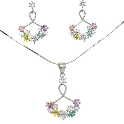 Przejdź do produktu Minimalistyczny komplet biżuterii srebrnej -  kwiaty