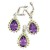 Komplet srebrny rodowany pr. 925 z ametystem i peridotem
