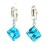 kolczyki wiszace swarovski, srebrne kolczyki zapiecie angielskie, kolczyki kostka swarovskiego, cyjanowe kolczyki wiszace, nowoczesna bizuteria srebro 925