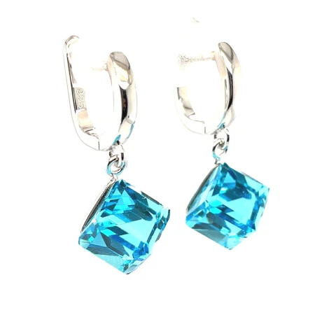 modne kolczyki z krysztalami, kolczyki rodowane kostki, cyjan kolczyki swarovski, eleganckie kolczyki angielskie, kolczyki premium shoper
