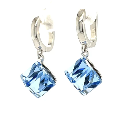 modne kolczyki z krysztalami, kolczyki rodowane kostki, blekitne kolczyki swarovski, eleganckie kolczyki angielskie, kolczyki premium shoper