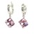 kolczyki wiszace swarovski, srebrne kolczyki na biglu, kolczyki kostka swarovskiego, rozowe kolczyki wiszace, nowoczesna bizuteria srebro 925