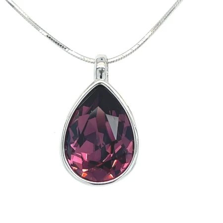 Srebrna rodowana zawieszka 925 z kryształem Swarovski® w kształcie kropli w kolorze Garnet