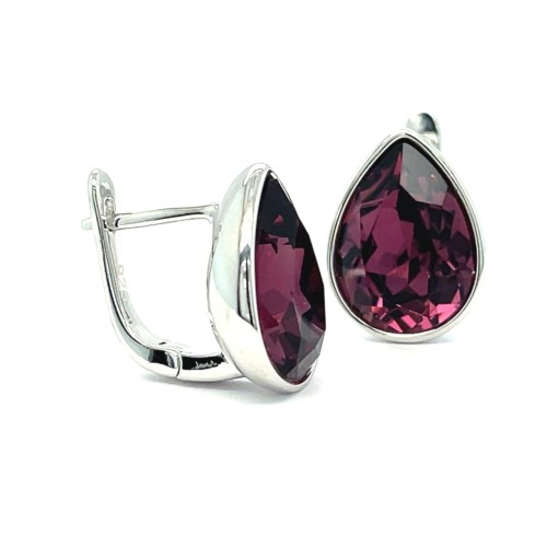 Przejdź do produktu Srebrne Kolczyki Krople Z Fioletowymi Kryształami Swarovski 925