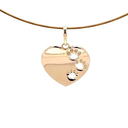 Przejdź do produktu Złota zawieszka serce próba 585 z grawerem łapek, elegancki wisiorek 14K
