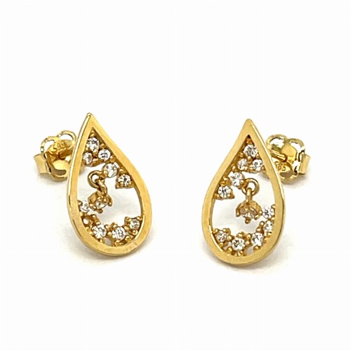 Przejdź do produktu Złote Kolczyki Sztyfty Krople Z Wiszącą Cyrkonią Próba 585