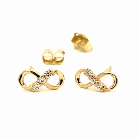 złote kolczyki nieskończoność 585, kolczyki infinity z cyrkoniami sztyfty, biżuteria złota próba 585 sklep, kolczyki znak nieskończoności złoto, złote wkrętki infinity z kamieniami, biżuteria minimalistyczna złota, kolczyki 14k