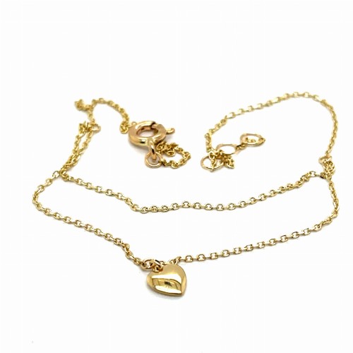 Przejdź do produktu Złota Bransoletka 585 Podwójny Łańcuszek Serce Puff