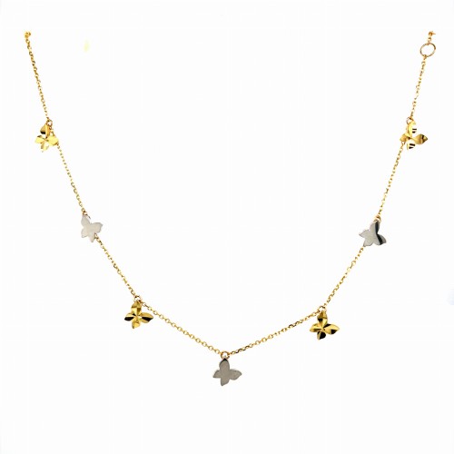 Przejdź do produktu Złota Bransoletka Próby 585 Motylki Dwukolorowa 