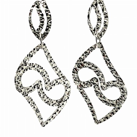 srebrne kolczyki ażurowe, biżuteria diamentowana, srebro 925 wiszące, kolczyki diamentowane srebro, kolekcja Ajour biżuteria, kolczyki z ażurem, fantazyjne wzory biżuterii, nieoczywiste kształty