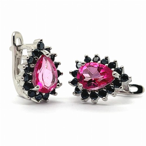 Przejdź do produktu Kolczyki srebrne z różowym topazem