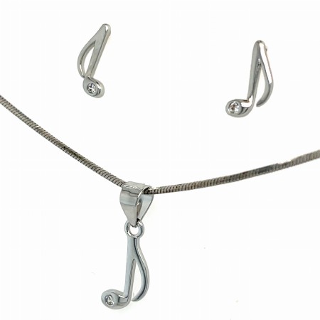 zawieszka nutka srebro 925, wisiorek muzyczny z cyrkonią, zawieszka 7x17 mm krawatka, nutka na łańcuszek srebro, biżuteria z krawatką nuta, srebrny wisiorek dla artystki