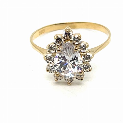 Przejdź do produktu Złoty Pierścionek 585 Migdałowe Oczko Z Cyrkoniami 