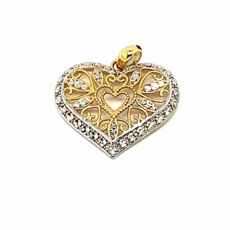 złoto diamentowane zawieszka, efekt cyrkonii w złocie, biżuteria diamentowana 585, błyszczące złote serce, technika diamentowania złota, zawieszka lśniąca bez kamieni