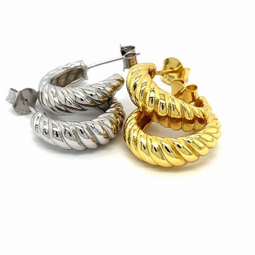 Przejdź do produktu Srebrne Kolczyki Plecione Rogale Półkola Rodowane Lub Pozłacane