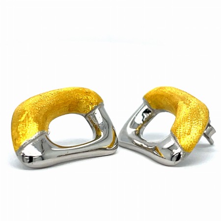 kolczyki srebrne 925 dwukolorowe, kolczyki pozłacane i rodowane, biżuteria łączone srebro, kolczyki kontury prostokąty, nowoczesna biżuteria damska, sklep z biżuterią online