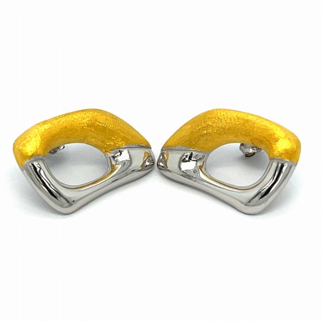 srebrne kolczyki dwa kolory, kolczyki prostokąty nieoczywiste, biżuteria srebrna rodowana złocona, modne kolczyki 2026 kontury, kolczyki sztyfty geometryczne, biżuteria premium sklep