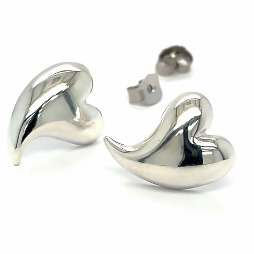 Przejdź do produktu Kolczyki puffy serca srebrne