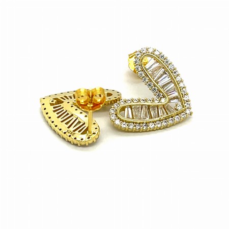 Kolczyki pozłacane ze srebra pr. 925  serca z cyrkoniami, ozdobne, modne