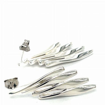 Kolczyki na sztyfcie , srebro rodowane pr. 925 Srebrne fale