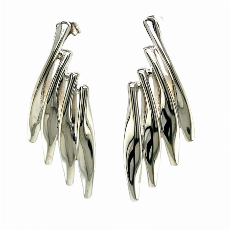 Kolczyki na sztyfcie , srebro rodowane pr. 925 Srebrne fale