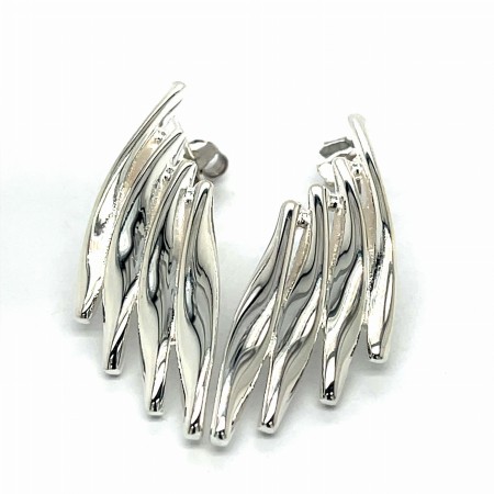 Kolczyki na sztyfcie , srebro rodowane pr. 925 Srebrne fale