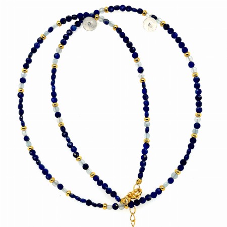 Lapis lazuli, kwarc, srebro złocone wysokiej jakości 925, Biżuteria z kamieniami naturalnymi