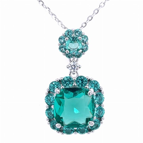 Przejdź do produktu Naszyjnik z turkusowym kryształem srebrny 
