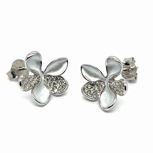 Przejdź do produktu Kolczyki z cyrkoniowym kwiatem ze srebra